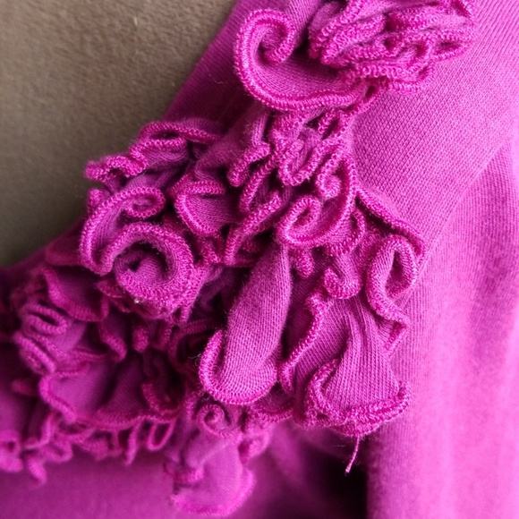 Ann Taylor Purple LS Corsage Top - Picture 2 of 7